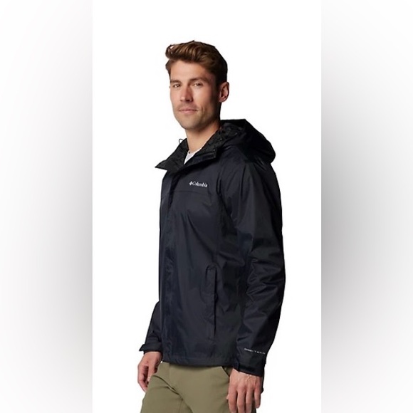 Columbia Black OMNI TECH Waterproof Breathable Mesh Hooded Raincoat - Picture 3 of 16